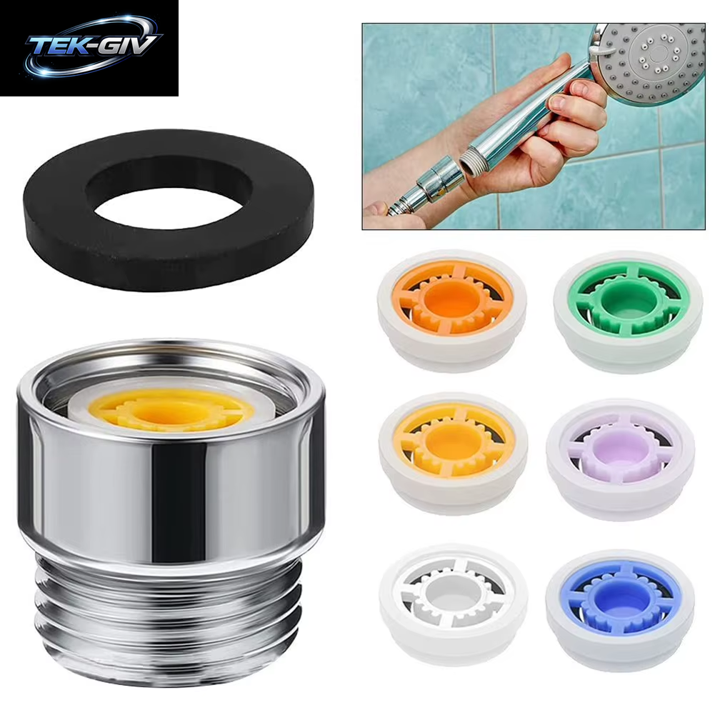 Dusch-Durchflussminderer-Begrenzer-Set, Wassersparend, 5 Verschiedene Durchflussbegrenzer, Belüfter, Wasserregler, Reduzierstück, Duschkopf, Badezimmer