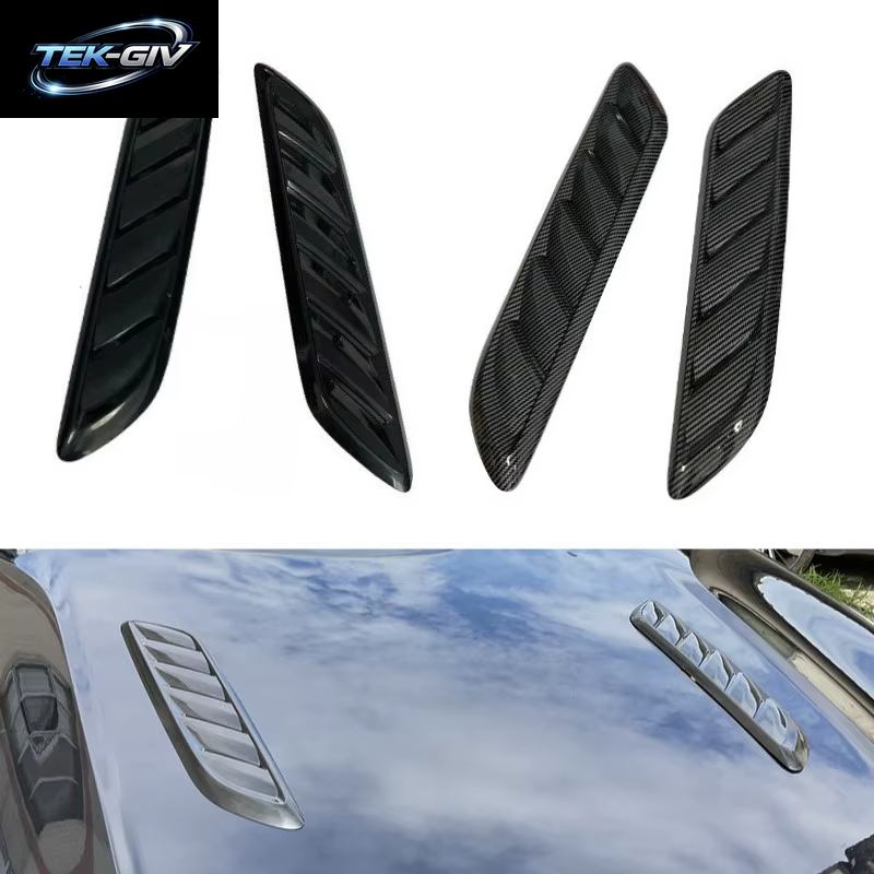 2Pcs Auto Universal Haube ABS Kühlung Vents Körper Aufkleber Carbon Faser Stil Haube Vents Auto Modifikation Außen Trim Zubehör