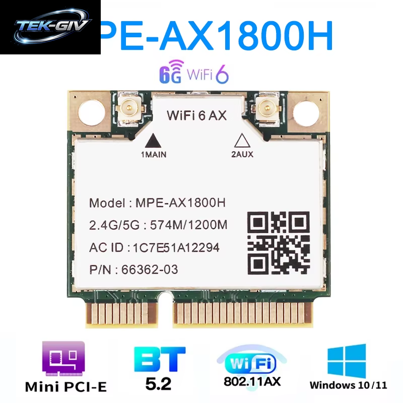 Wi-Fi 6 Mt792 Dualband Wifi 6 Bluetooth 5,2 Karte Für Mini-Pcie-Adapter Wlan-Adapter 2,4G/5Ghz Für Laptop/Pc