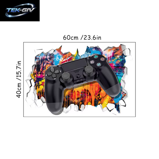 3D Broken Wall Hole Art Gamer Gamepad Vinyl Wandaufkleber Für Zuhause Kinderzimmer Junge Schlafzimmer Play Zone Dekoration Videospiel Poster