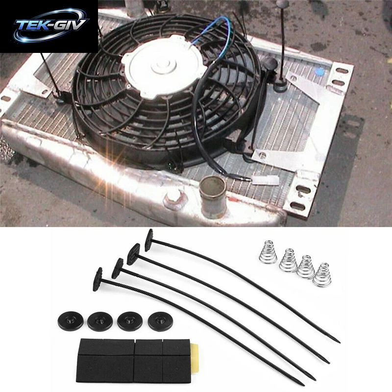 2 Teile/Satz Auto Auto Universal Elektrische Kühler Fan Ventilador Montage Kit 8X 9 "Krawatten 16X Gummi Pads 8X Anschlüsse 8X Frühling