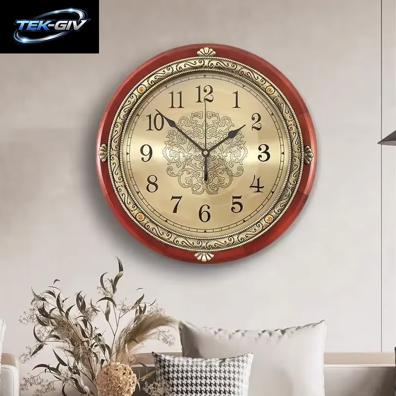 Europäische Retro-Wanduhr Aus Massivem Holz Für Das Wohnzimmer, 2025, Neue Amerikanische Stille Uhr, Wandbehang, Licht, Luxus, Hoher Sinn