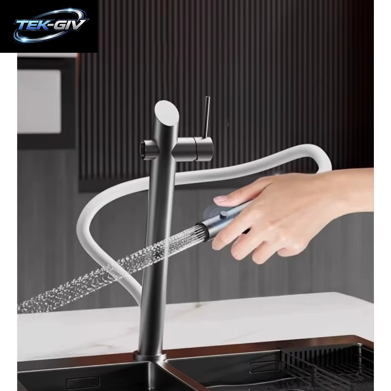 Edelstahl Schwarz Und Rot Magnetische Küche Wasserhahn Gemüse Becken Waschbecken Wasserhahn Ziehen Universal Rotierenden Wasserhahn