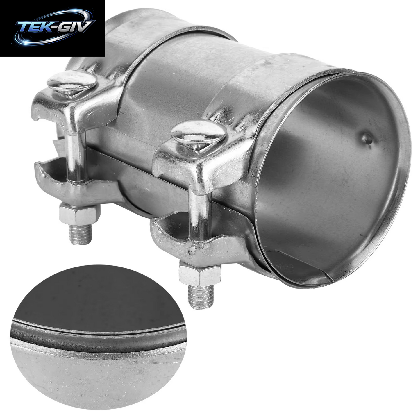 3In 76Mm Auspuffrohr Verbinder Doppel Klemm Verbinder Verzinkte Stahl Hülse Universal Rohr Ersatzteile Auspuff Band Kupplung