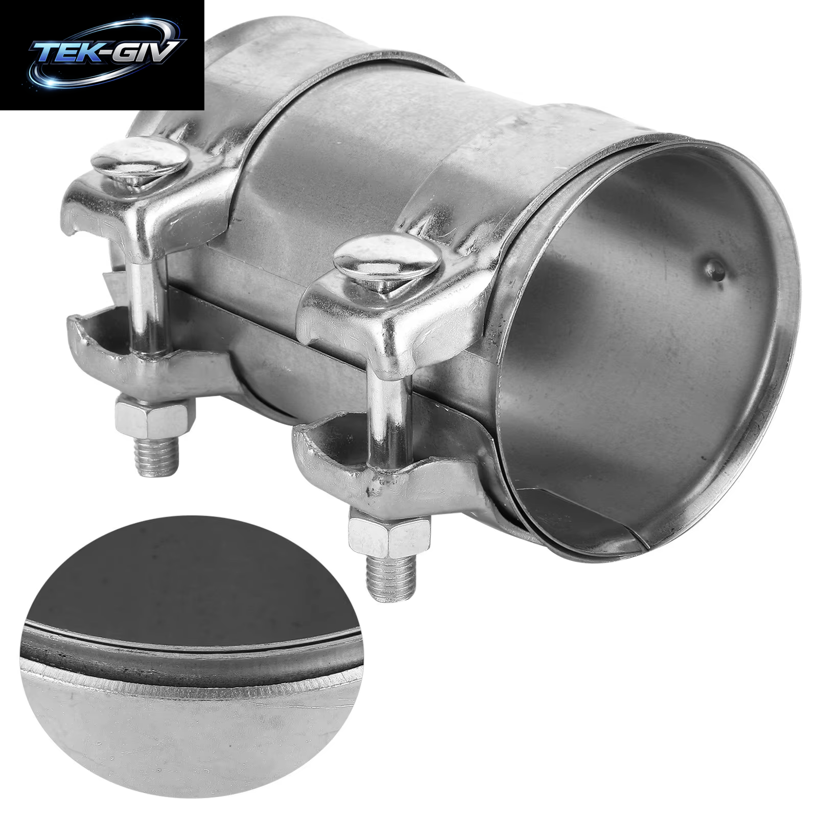 3In 76Mm Auspuffrohr Verbinder Doppel Klemm Verbinder Verzinkte Stahl Hülse Universal Rohr Ersatzteile Auspuff Band Kupplung