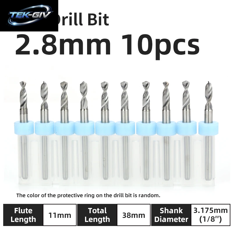 TOOLEYE 10-Teiliges Pcb-Bohrer-Set, Mikrobohrer, Leiterplatte, 1/8 Zoll Schaft, Mini-Cnc-Bohrer, 0,1–3,175 Mm Bohrwerkzeuge