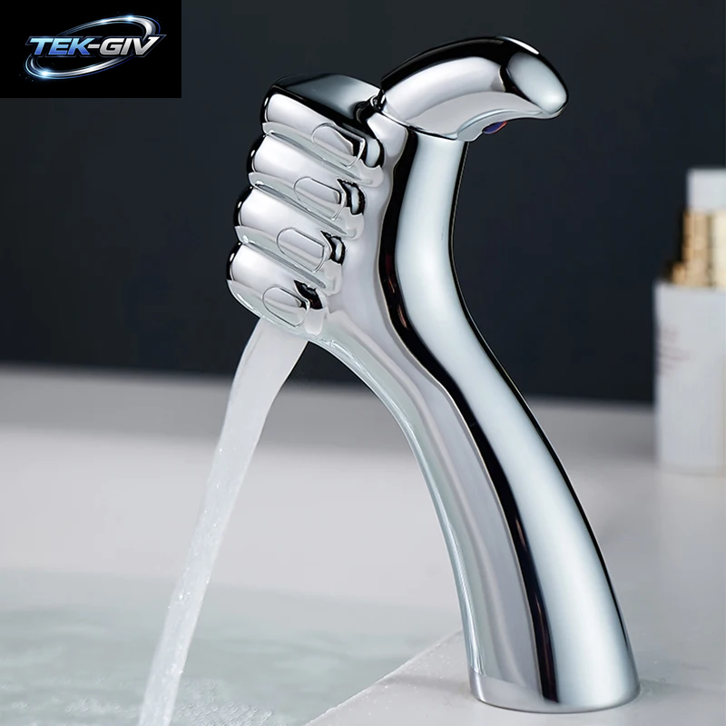 BAKALA Einhand-Waschtischarmatur, Wasserhahn, Massives Messing, Chrom-Gold-Finish, Schwarz, Weiß, Waschbecken-Mischbatterie