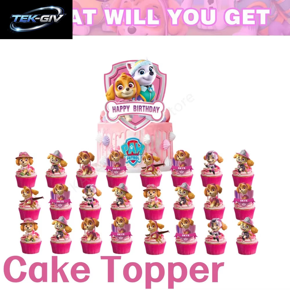 Rosa Paw Patrol Skye Geburtstag Party Dekorationen Skye Folie Latex Ballons Geschirr Teller Hintergrund Für Kinder Mädchen Party Supplies