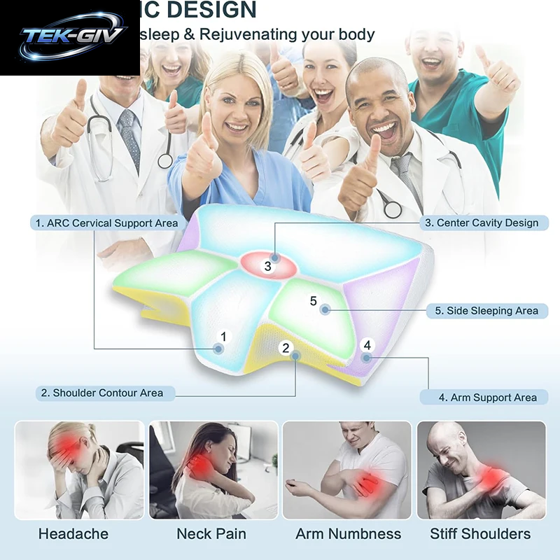 1 Stück Memory-Schaum-Halskissen, 2-In-1 Orthopädisches Kissen Mit Ergonomischer Kontur Für Nackenschmerzen, Konturierte Stützkissen, Nackenkissen