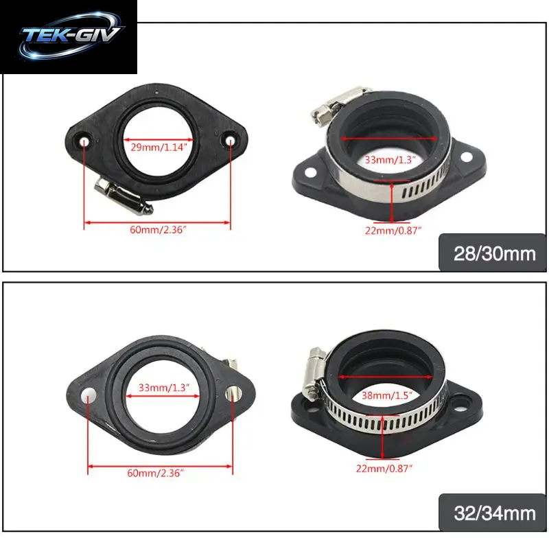 Motorrad Vergaser Adapter Inlet Intake Rohr Gummi Matte Fit Auf PWK 28/30Mm 32/34Mm
