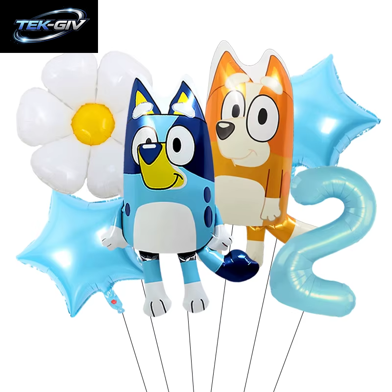 Anime Bluey Bingo Themen-Folienballons Set Latexballons Kindergeburtstag Party Dekoration Babyparty Zahlenballon Globos