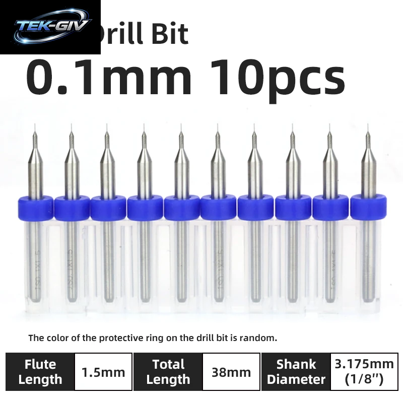 TOOLEYE 10-Teiliges Pcb-Bohrer-Set, Mikrobohrer, Leiterplatte, 1/8 Zoll Schaft, Mini-Cnc-Bohrer, 0,1–3,175 Mm Bohrwerkzeuge