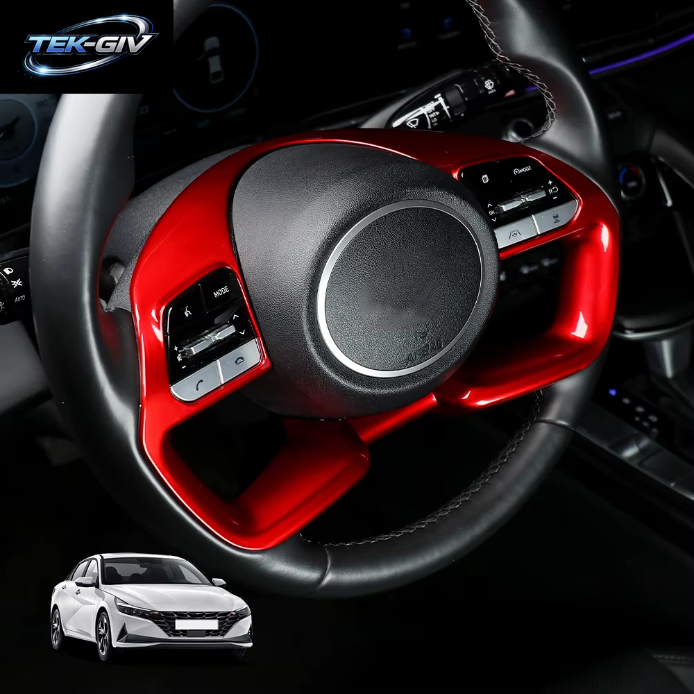 1 Stücke Rot Lenkrad Trim Rahmen Abdeckung Innen Neue Dekoration Styling Für Hyundai Elantra CN7 2021 2022 2023 LHD RHD