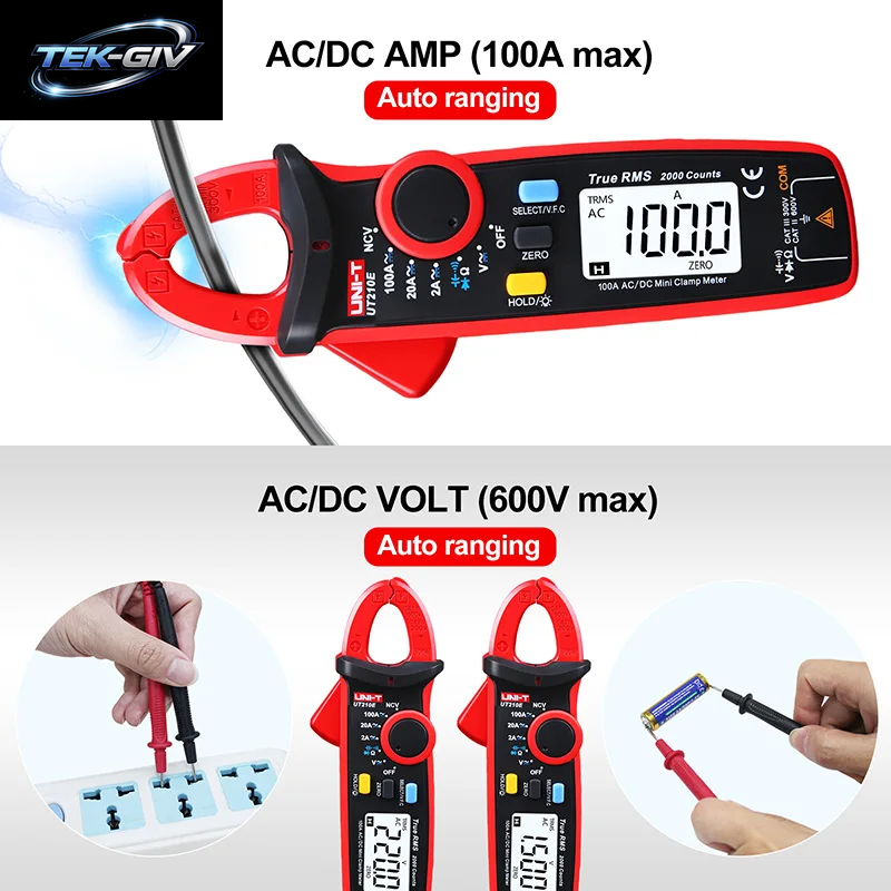 UNI-T UT210E UT210D Digitales Zangenamperemeter AC/DC Amperemeter Zangenmessgerät NCV True RMS Zangenmultimeter Hvac-Werkzeuge Elektriker-Multitester