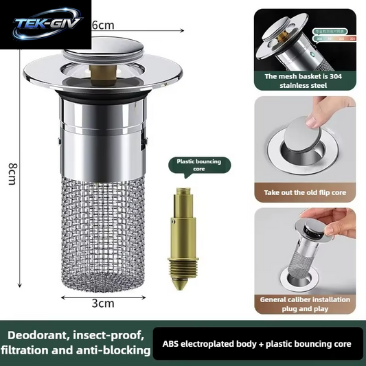 Edelstahl Bodenablauf Filter Waschbecken Stecker anti Geruch Pop-Up Bounce Core Becken Stopper Haar Catcher Dusche Waschbecken Sieb