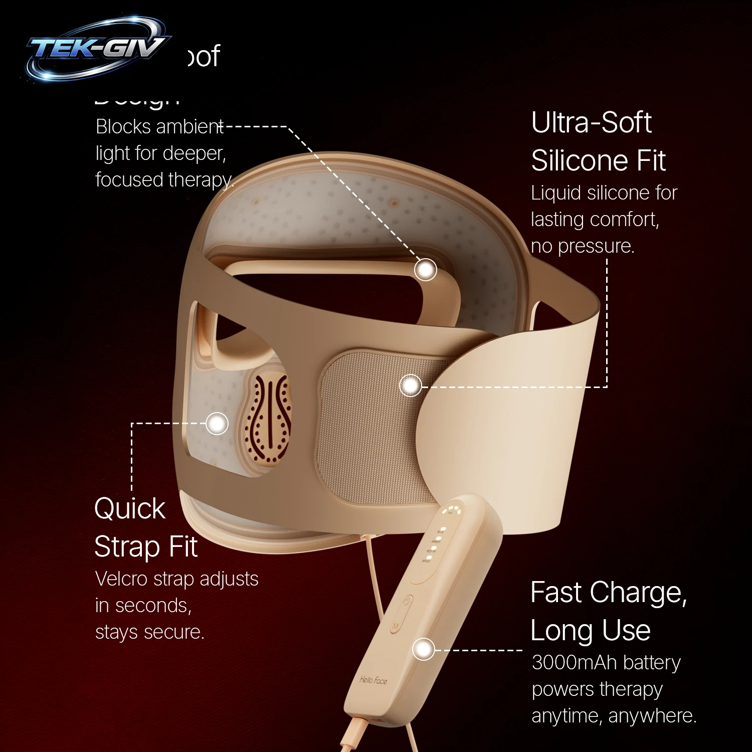 Hello Face M300 4D LED Lichttherapie Maske, 311 Leds, 4 Modi, Anti-Aging & Akne Pflege, Ergonomisches Silikon-Design, Gesichtsbehandlungsgerät Für Zuhause