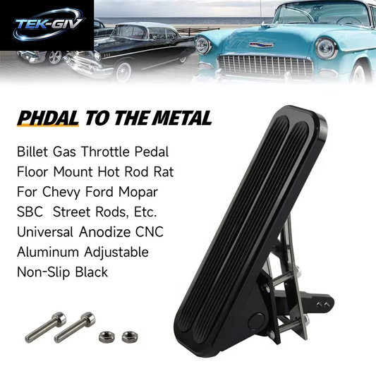 Gaspedal Billet Gas Bodenmontage Hot Rod Rat Für Chevy Ford Mopar SBC CNC Poliertes Aluminium Rutschfest Universal Silber/Schwarz
