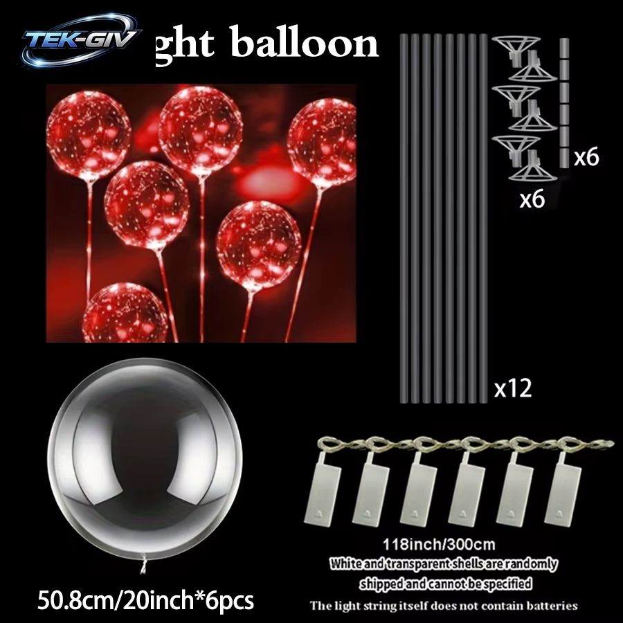 6 Leds Leuchtende Transparente Luftballons Für Hochzeiten, Geburtstage, Junggesellenabschiede (Batterie Nicht Im Lieferumfang Enthalten), Valentinstag, Jahrestag