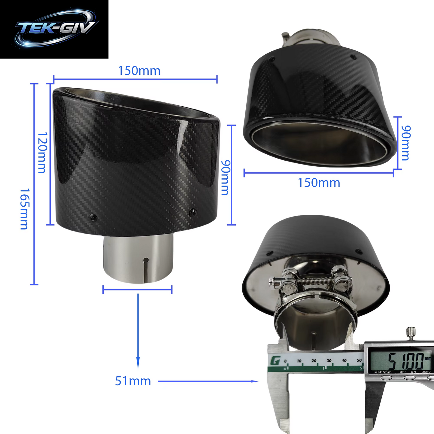 1Pcs Universal Auto Glänzend Carbon Faser Schalldämpfer Spitze Auspuffrohr Düse Dekoration Edelstahl Silber Oval 150Mm Kippen Links Rechts