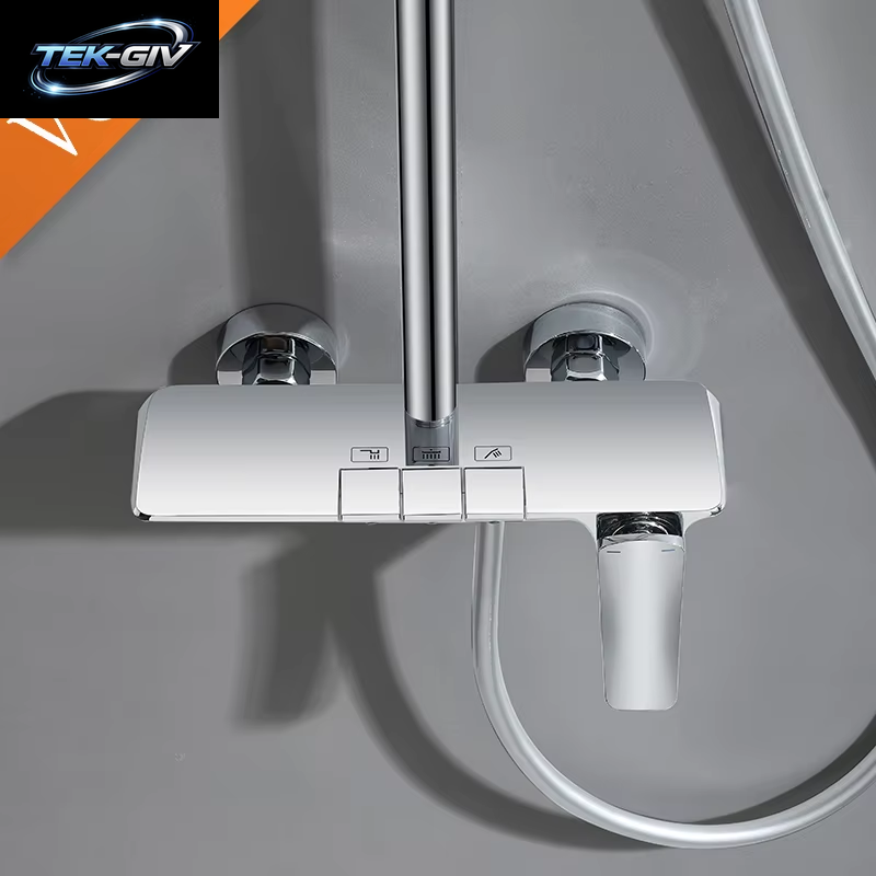 VGX Duschsystem Set Gold Badezimmer Duschkopf Set Luxus Duscharmatur Set 3-Wege Regendusche Mischbatterie Schwarz Grau Chrom