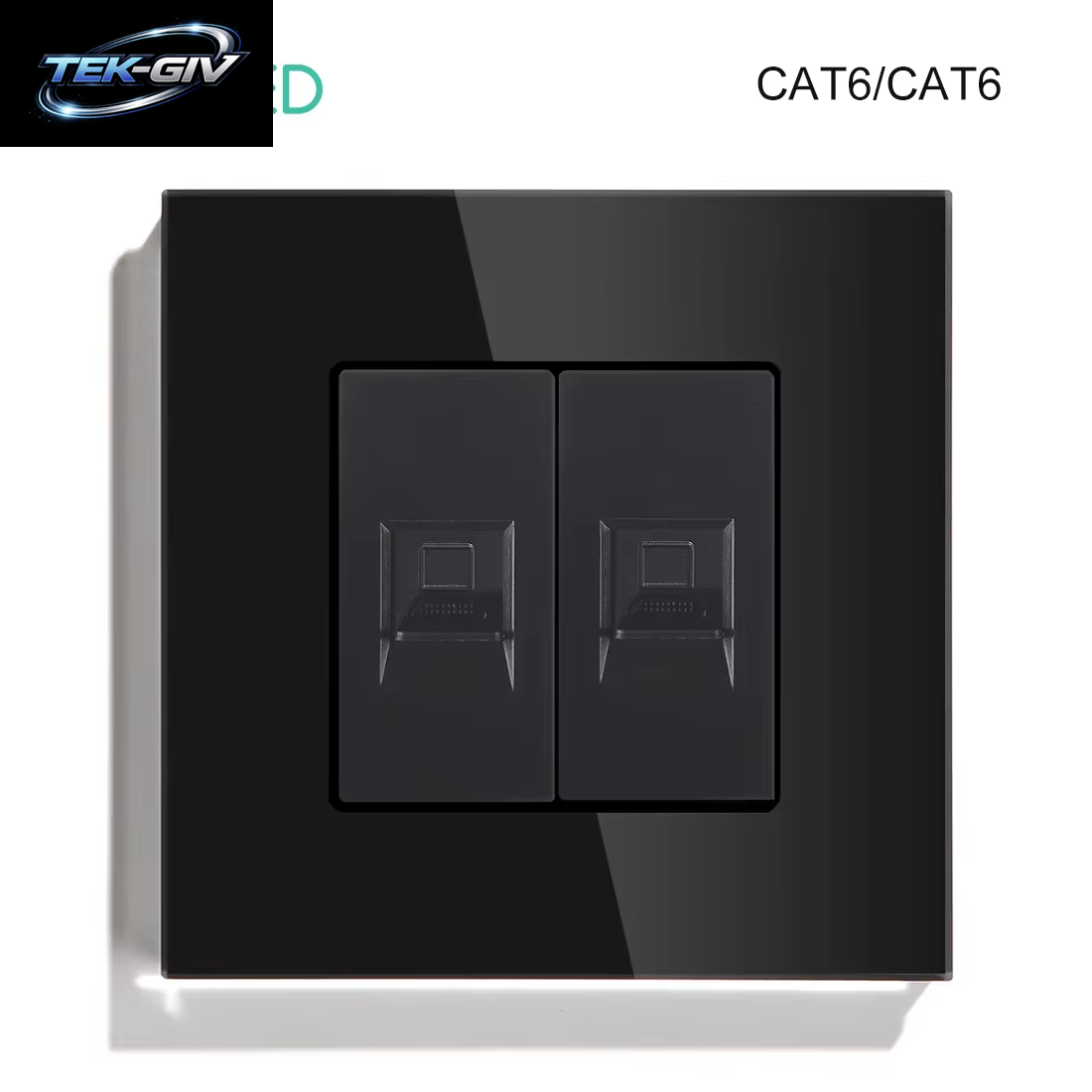 BSEED Dual Internet Steckdosen CAT6 Steckdose EU Steckdosen plus Netzwerk PC Daten Computer Anschluss Steckdosen Glas Panel