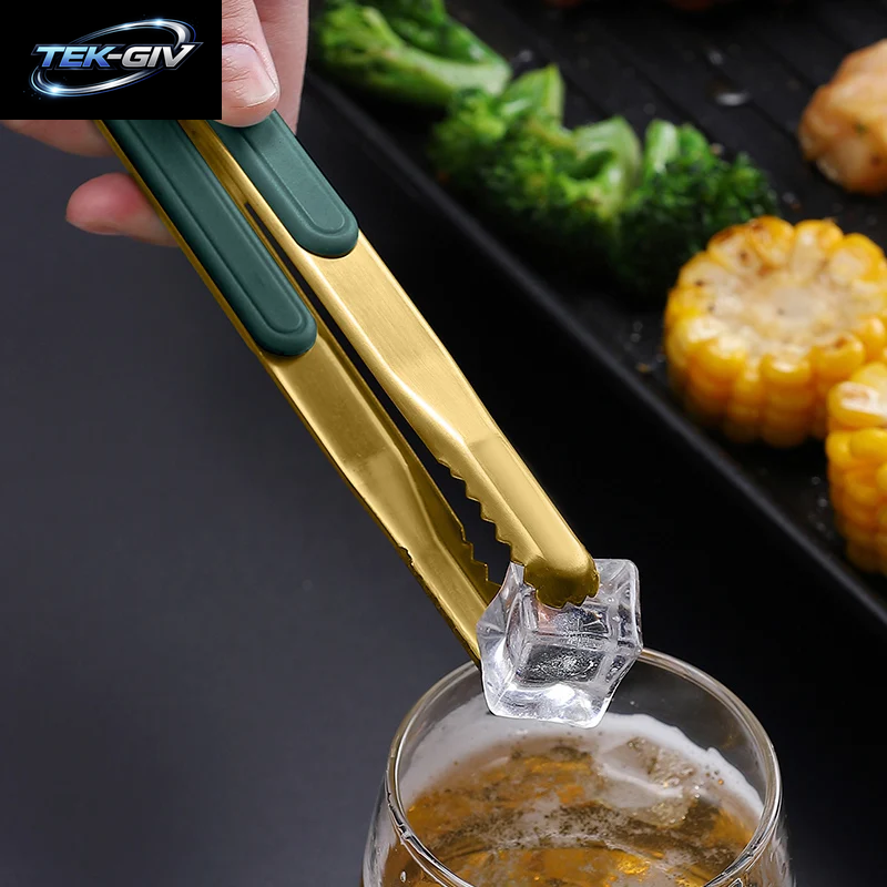Gold Edelstahl Lebensmittel Zange Rutsch Feste Servier Zange Für Grill Fleisch Salat Brot Küchen Zubehör Kochute Nsilien