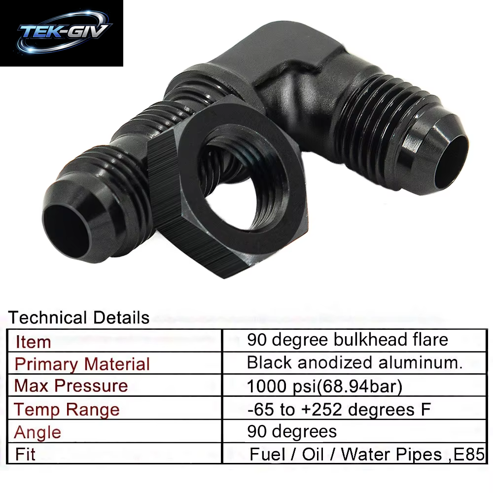 1Pcs AN6 Männlichen Zu AN6 Männlichen Zu AN6 Männlichen 90 Grad Schlauch Fitting Schott Mutter Für Tab Oder Wirewall
