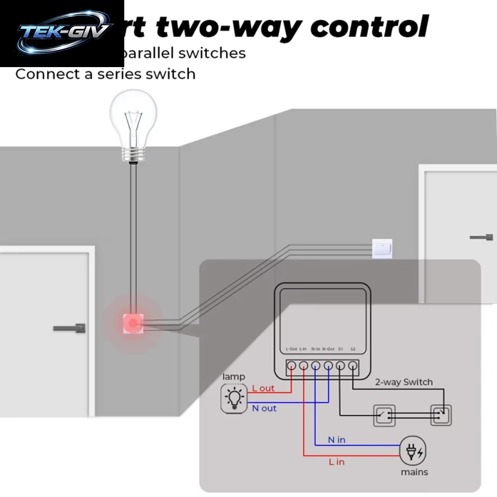 Tuya Zigbee3.0/Wifi MINI Smart Switch Mit Zwei-Wege-Steuerung, Kabelloser Lichtschalter, Intelligente Automatisierung, Funktioniert Mit Alexa Google Home