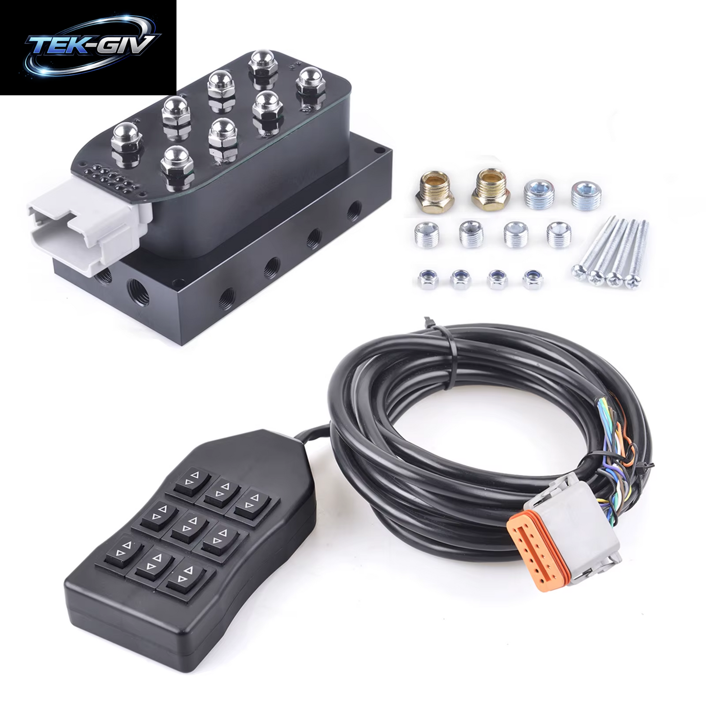Universal 12V Air Ride Federung Verteiler Ventil Mit 9 Schalter 5M Box Controller Kit