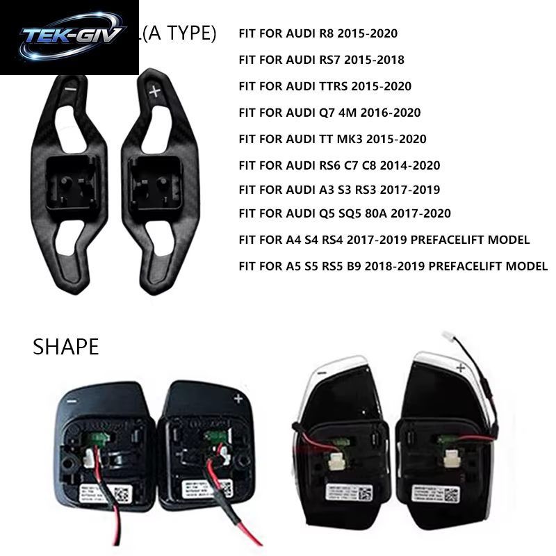Carbon Fiber Shift Paddle Für Audi A3 8V S3 RS3 A4 S4 A5 S5 RS4 B8 B9 A6 A7 TT TT R8 Q3 Q5 Auto Lenkrad Shifter Verlängerung