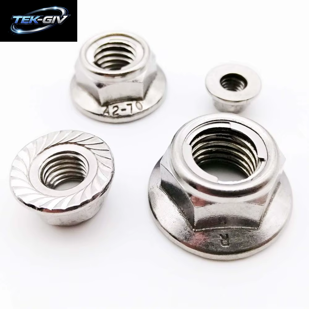 2 Stücke M4-M12 304 Edelstahl Vorherrschende Drehmoment Art Alle Metall Einsatz Sechs Kant Verriegelung Mutter Mit Flansch Hex Selbstsicher Nde Gb6187