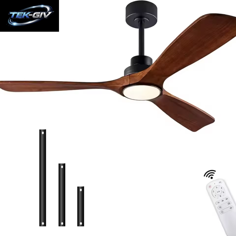 42 52 60 Zoll Deckenventilator Aus Holz Mit Lichtern, Fernbedienung, Leiser Gleichstrommotor, Ventiladores De Techo Für Wohnzimmer
