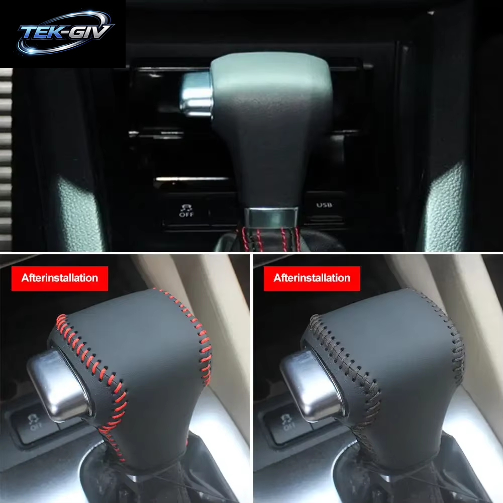 Schwarzes Leder-Auto-Schaltkragen-Abdeckung Für Volkswagen Golf 6, Passat Tiguan Touran, Automatisches Schaltknauf-Gehäuse