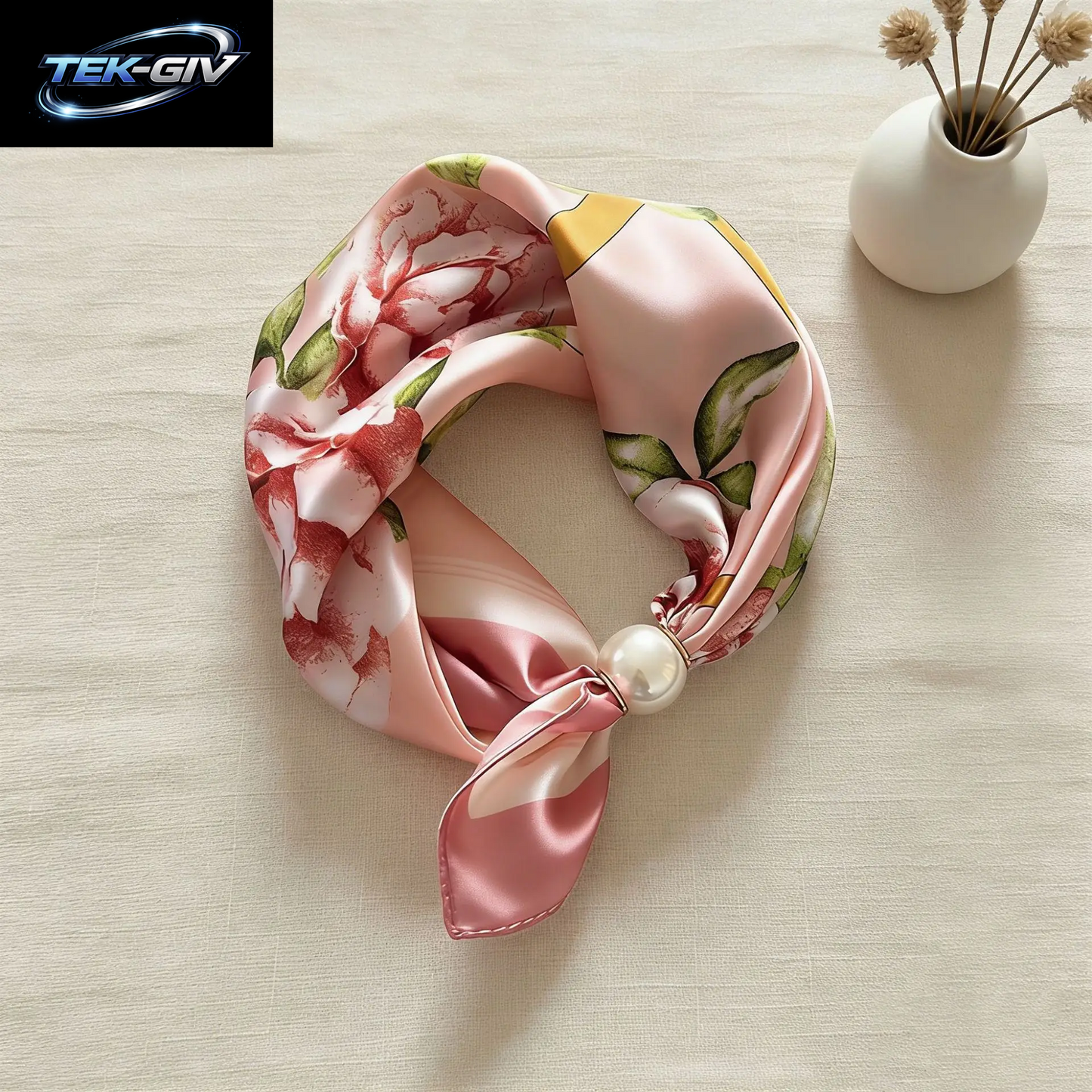 Schal-Kette Aus Seide Mit Magnetischem Anhänger, Dünner Perlen-Halstuch-Verschluss, Haarband, Schleifenband, Foulards Für Damen, Luxusmarken