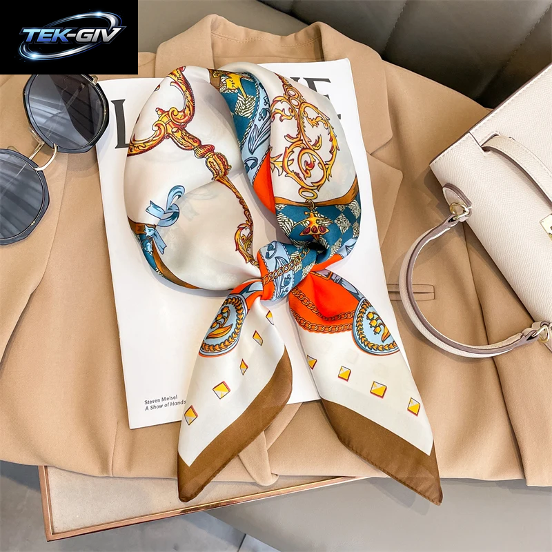 60 Farben Luxus-Schal Für Damen 70*70Cm Seidengefühl Quadratisches Haartuch Foulard Satin-Schal Großformatiges Kopftuch Hijab Taschentuch