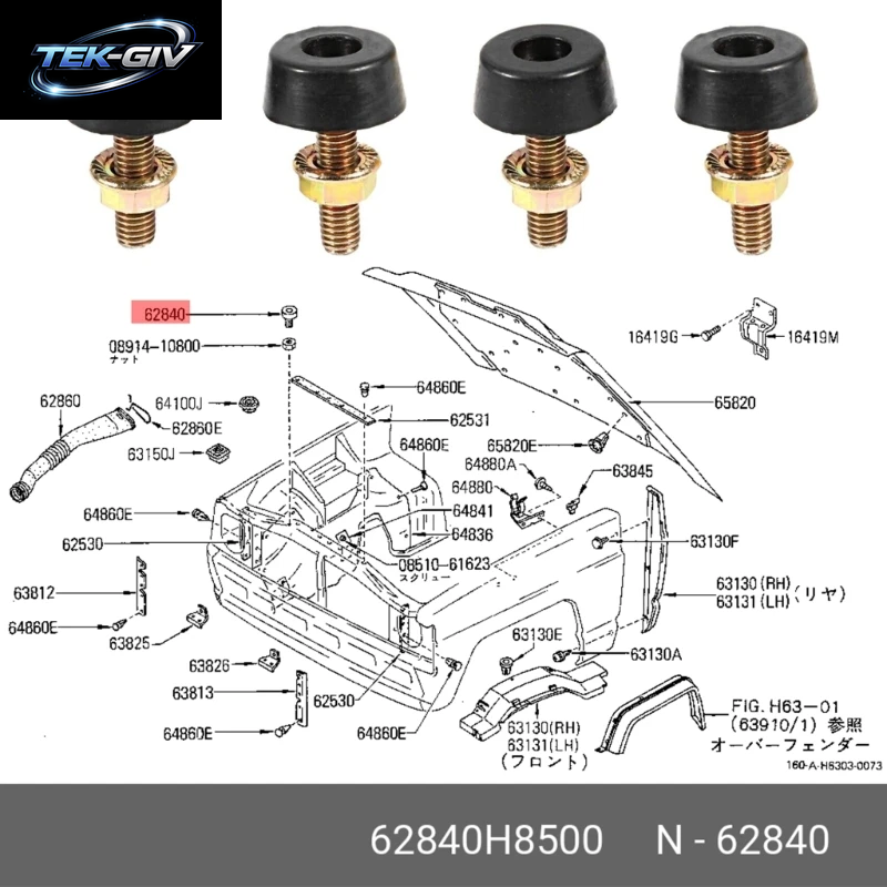 2 Stück Motorhaubenversteller Bump Stop Für Patrol DA Y60 62840-H8500 BSANS1GP-1