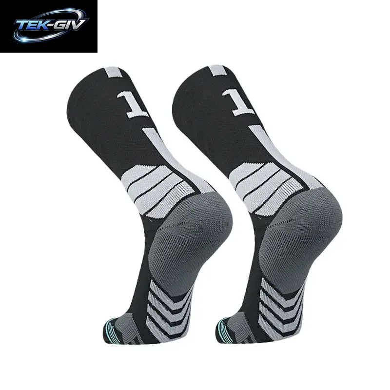 Hochwertige Elite-Basketballsocken Kompressionssocken Für Herren Mit Nummerierung Erwachsene Frottee-Sohle Outdoor-Sportsocken Unisex
