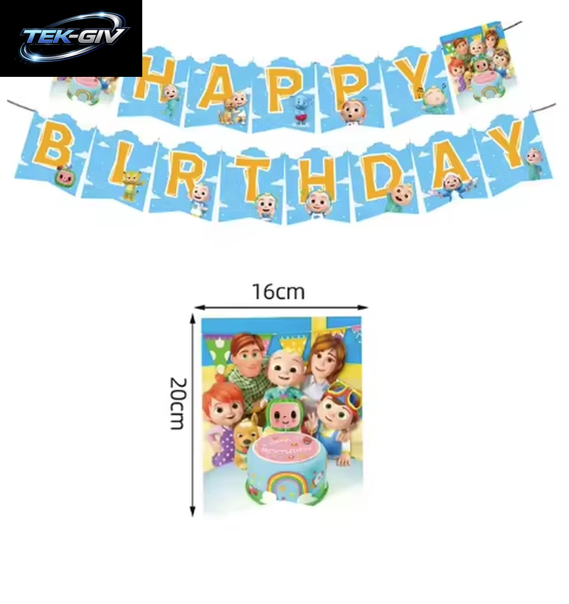 Cocomelon Ballon JJ Melone Wassermelone Spielzeug Alles Gute Zum Geburtstag Banner Party Dekoration Hintergrund Kuchen Topper JOJO Einweggeschirr