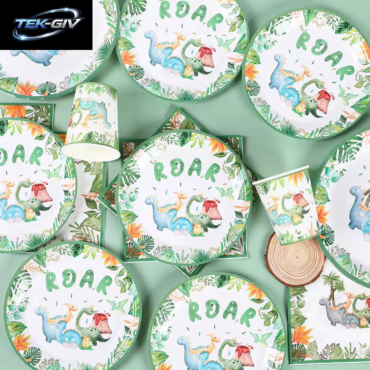 Dinosaurier Geburtstag Party Dekoration Papier Geschirr Set Tassen Teller Tischdecke Thema Luftballons Glücklich Hintergrund Liefert Für Kinder Jungen