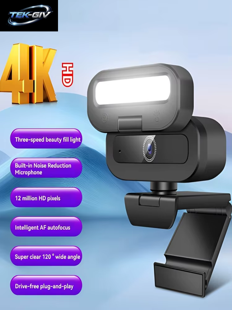Lenovo 4K HD 60Fps Live-Webcam 2K Full HD Kamera USB Autofokus PC Drehbares Mikrofon Fülllicht Streaming-Kamera Für Live-Übertragungen 2026