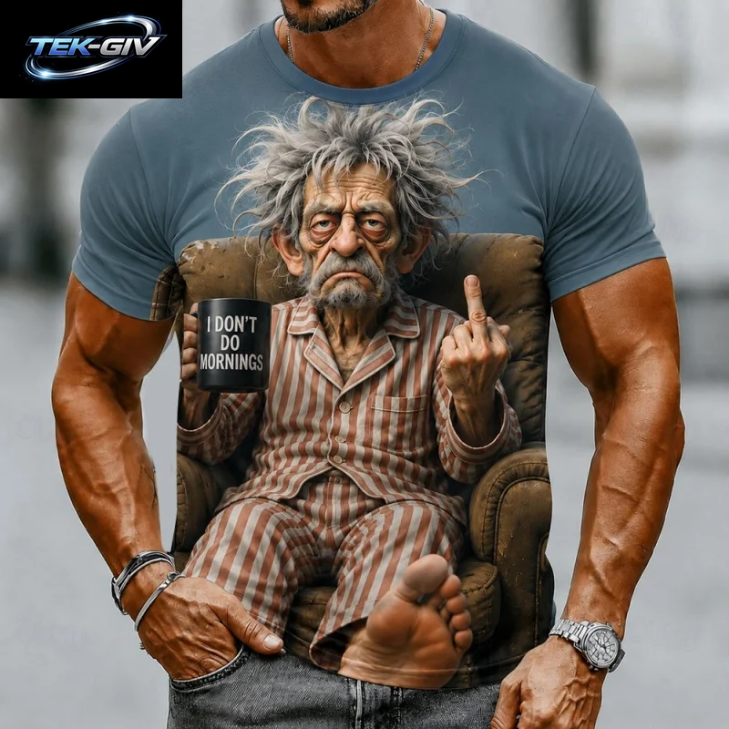 3D-Gedrucktes T-Shirt Mit Lustigem, Faulen Charakter-Muster Für Herren, Sommerliches, Lässiges Kurzarmshirt Mit Rundhalsausschnitt