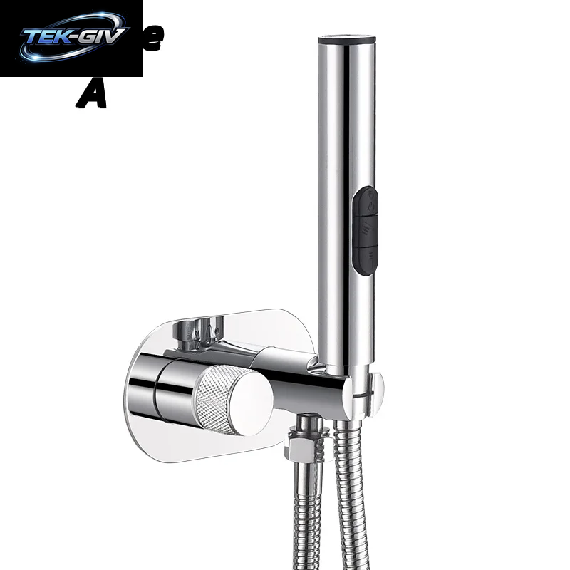 Gebürsteter Gold-Bidet-Wasserhahn, Messing-Duscharmatur, Waschtischmischer, Kalt- Und Warmwassermischer, Quadratischer Duschbrausekopf, Wc-Armaturen