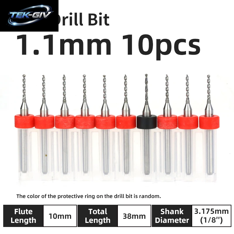 TOOLEYE 10-Teiliges Pcb-Bohrer-Set, Mikrobohrer, Leiterplatte, 1/8 Zoll Schaft, Mini-Cnc-Bohrer, 0,1–3,175 Mm Bohrwerkzeuge
