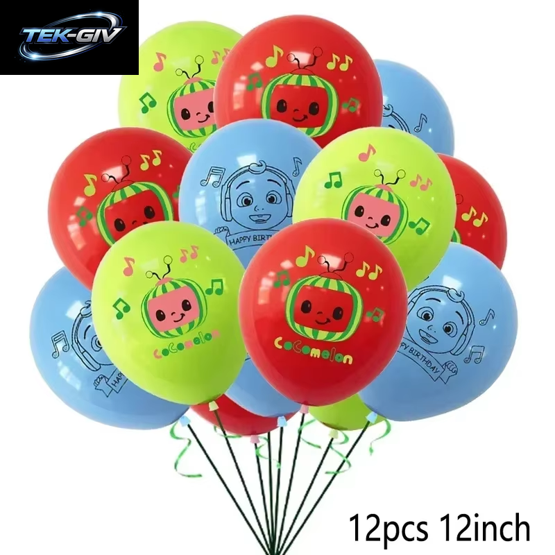 Cocomelon Ballon JJ Melone Wassermelone Spielzeug Alles Gute Zum Geburtstag Banner Party Dekoration Hintergrund Kuchen Topper JOJO Einweggeschirr