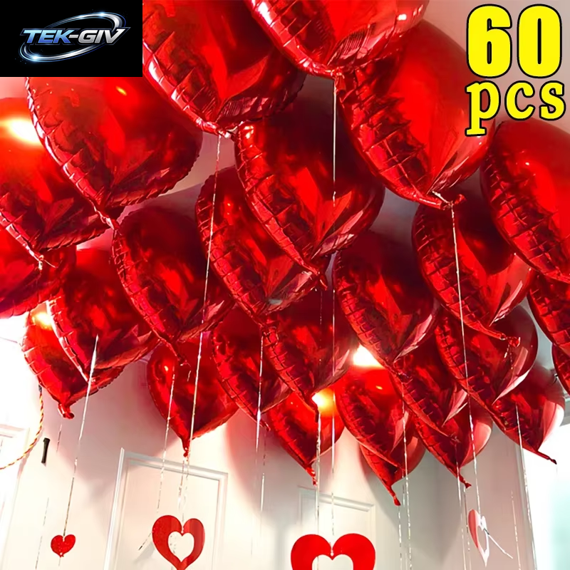 60-5PCS Rote Herz Folien Ballons Aufblasbare Helium Ballon DIY Geburtstag Party Ornamente Für Valentinstag Hochzeit Party Geschenke