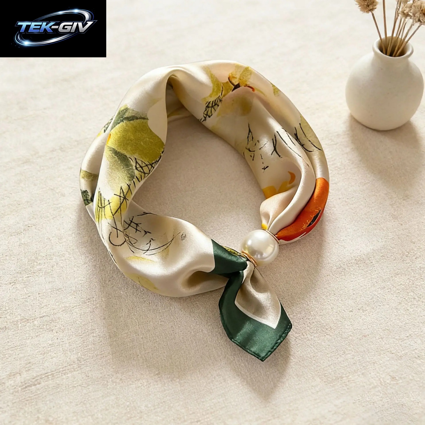 Schal-Kette Aus Seide Mit Magnetischem Anhänger, Dünner Perlen-Halstuch-Verschluss, Haarband, Schleifenband, Foulards Für Damen, Luxusmarken