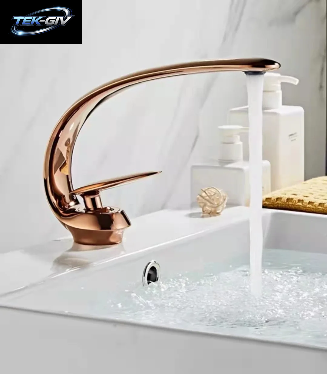 Kreative Waschbecken Wasserhahn Tippen Weiß Messing Waschbecken Armaturen Einzigen Handgriff Heißen Und Kalten Wasserfall Moderne Elegante Mischbatterie