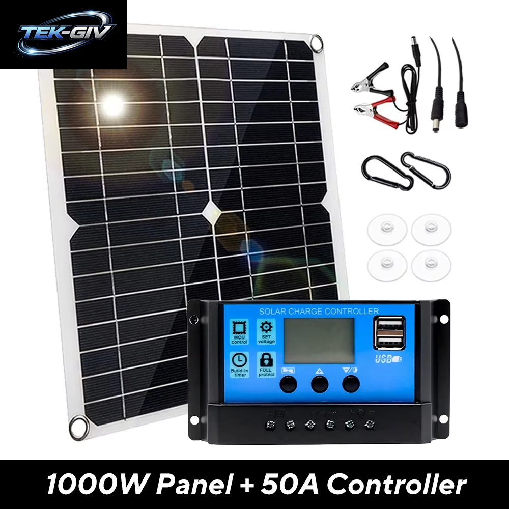 1000W Solar Panel 12V Solarzelle 10A-100A Controller Solar Platte Kit Für Telefon RV Auto Caravan Hause Camping Outdoor Batterie