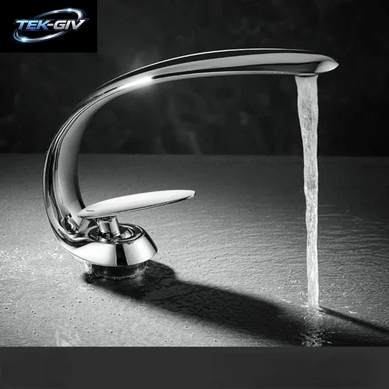 Kreative Waschbecken Wasserhahn Tippen Weiß Messing Waschbecken Armaturen Einzigen Handgriff Heißen Und Kalten Wasserfall Moderne Elegante Mischbatterie