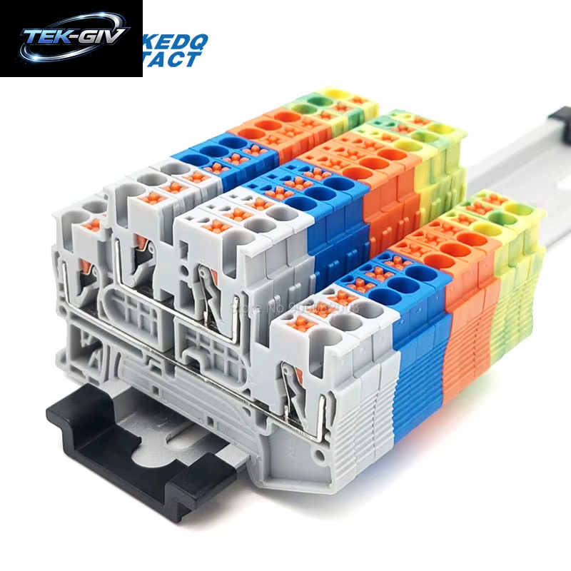 10 Stück PTTB 2,5 Push-In Doppelstufe Din-Schienenklemmenblock 2 Schicht 2,5 Mm2 Stecker Elektrokabelanschluss PTTB2.5
